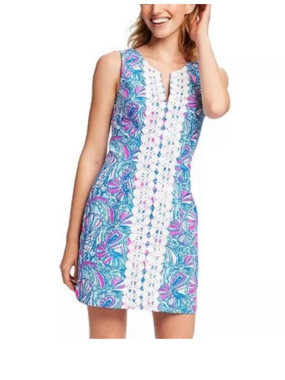 Lilly Pulitzer for Target Blue & Pink Floral Lace-Front Shift Dress